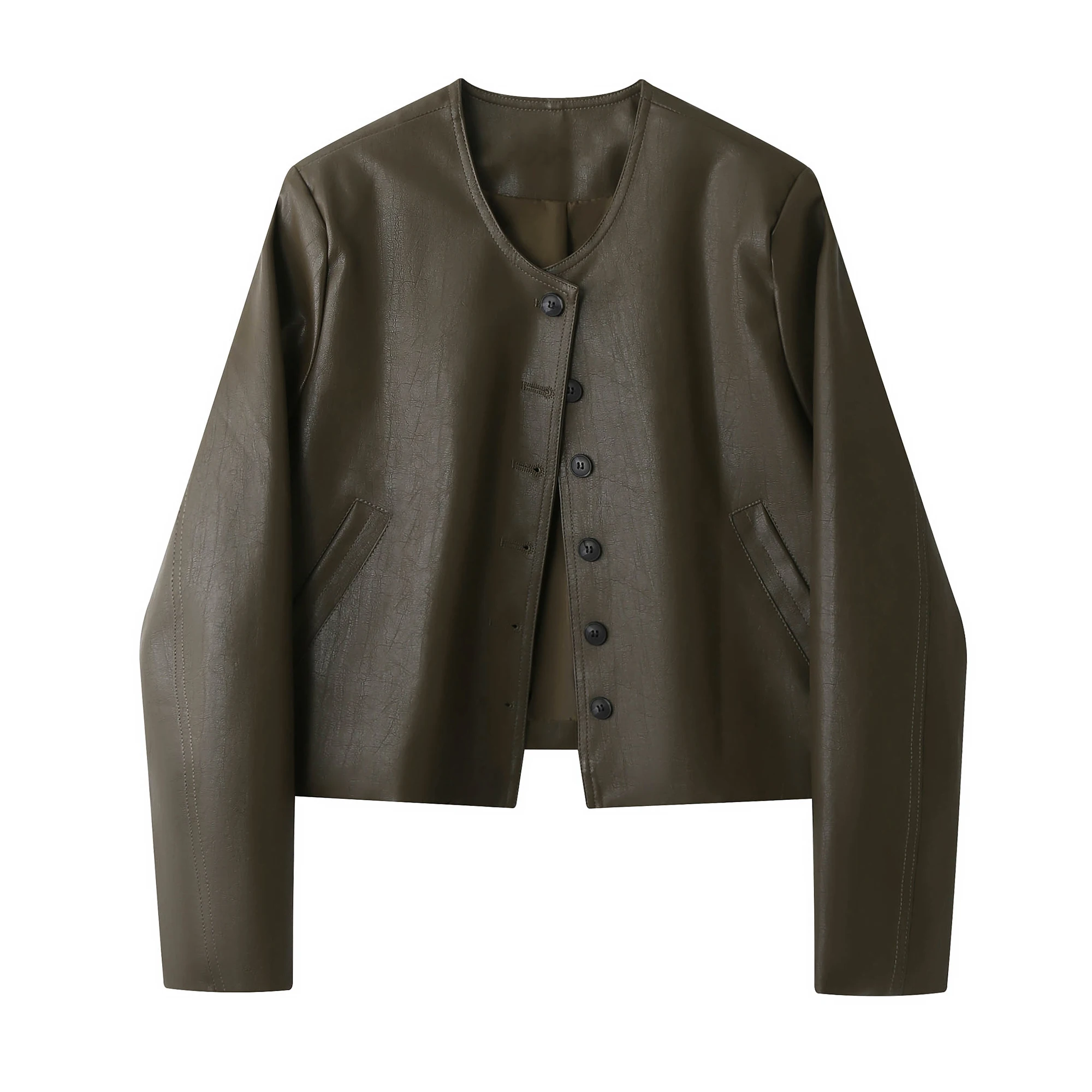 Americano retro couro do plutônio jaet ort outerwear feminino outono na moda high-end solto ajuste cardigan sle versátil topo