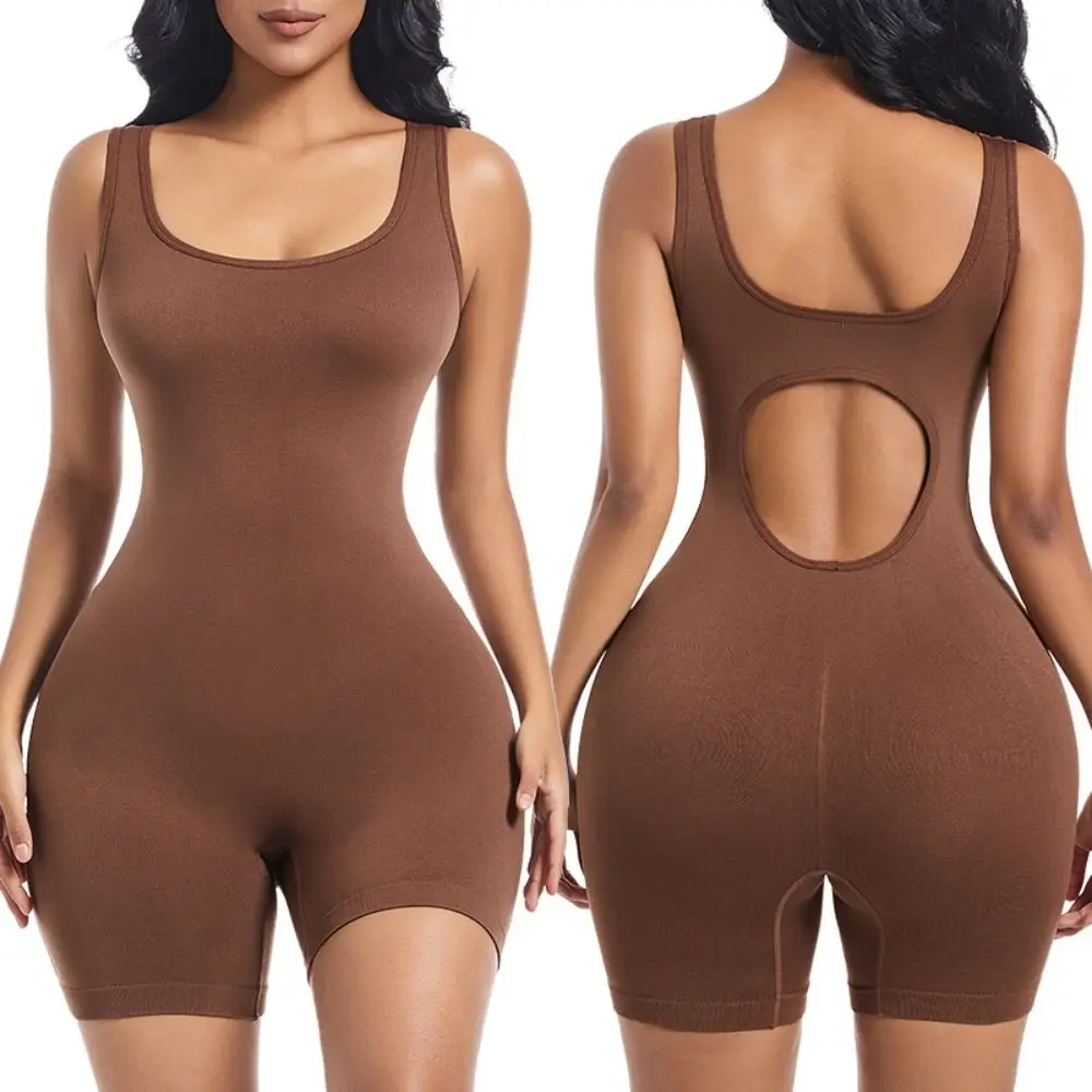 

Ins U-neck Slim Fit Shapewear Tummy Control Butt Lifting Bikini Bodysuits Sleeveless Seamless Yoga Jumpsuit Ladies