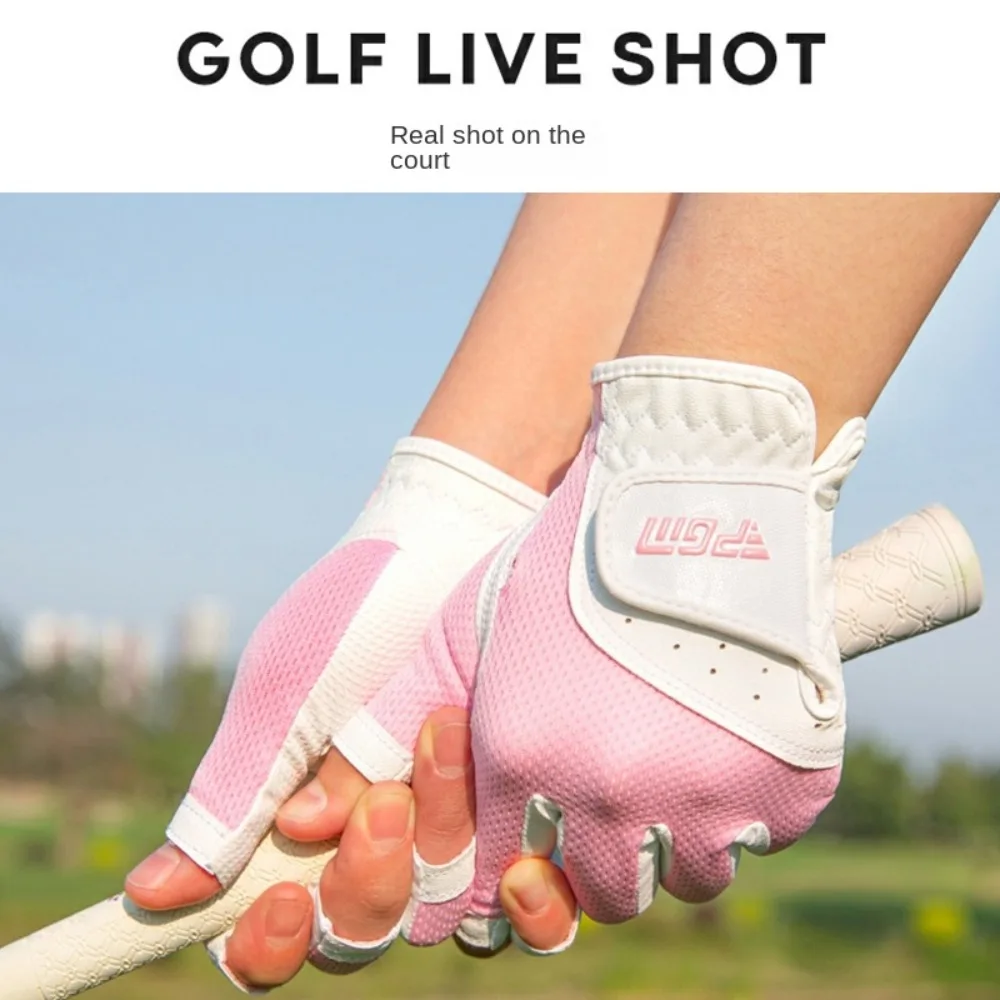 1 Pair of Breathable Golf Gloves Leather Soft Open Finger Gloves Left and Right Sunscreen Golf Finger Covers Women