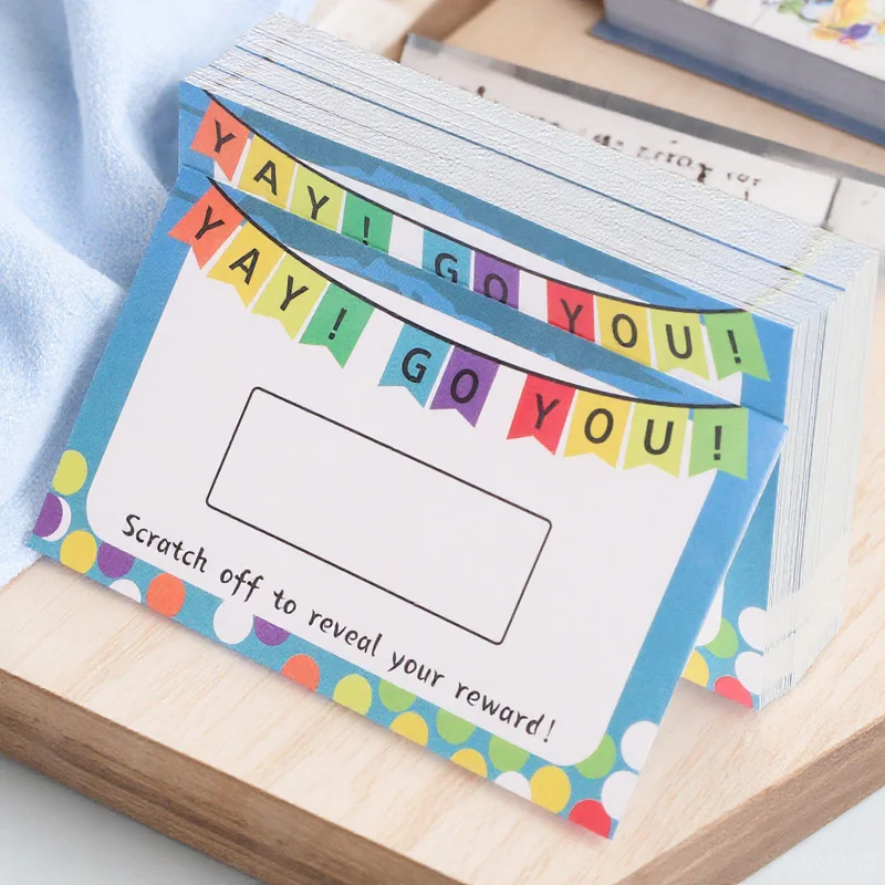 100 pcs Card Diy Reward Chart For Teacher Scratch Ticket Classroom Motivation Prize Student Appreciation Cards Blank