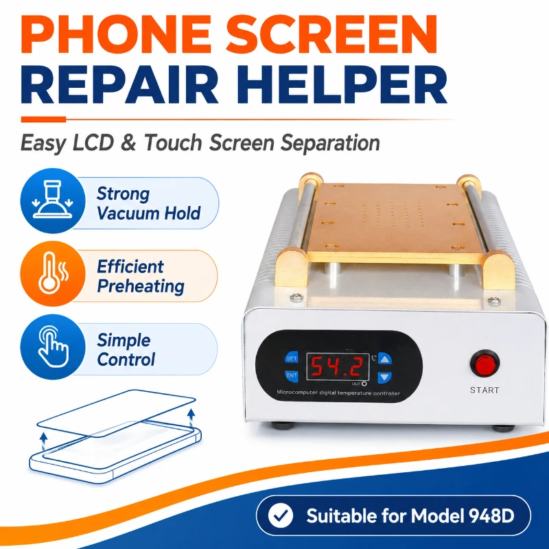 948D Digital Display   Machine Built-in Vacuum Pump Preheating Workbench for Mobile LCD Touch Screen Disassembly Repair Machine