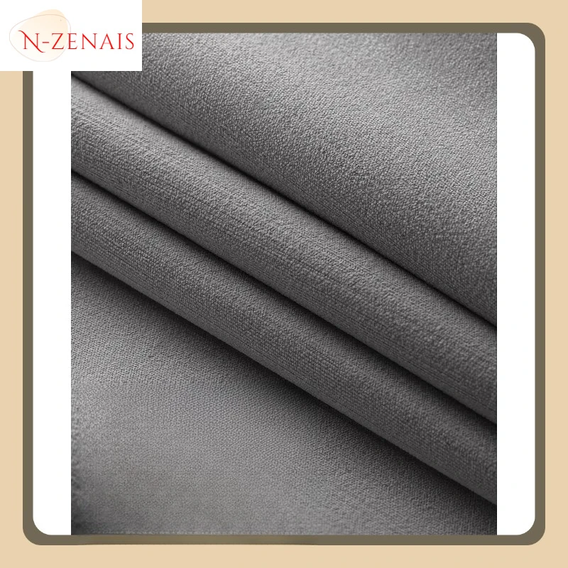 

Custom size Living Room Curtain Blackout New Bedroom Finished Product High-end Atmospheric Chenille High-end Gray Cream Velvet