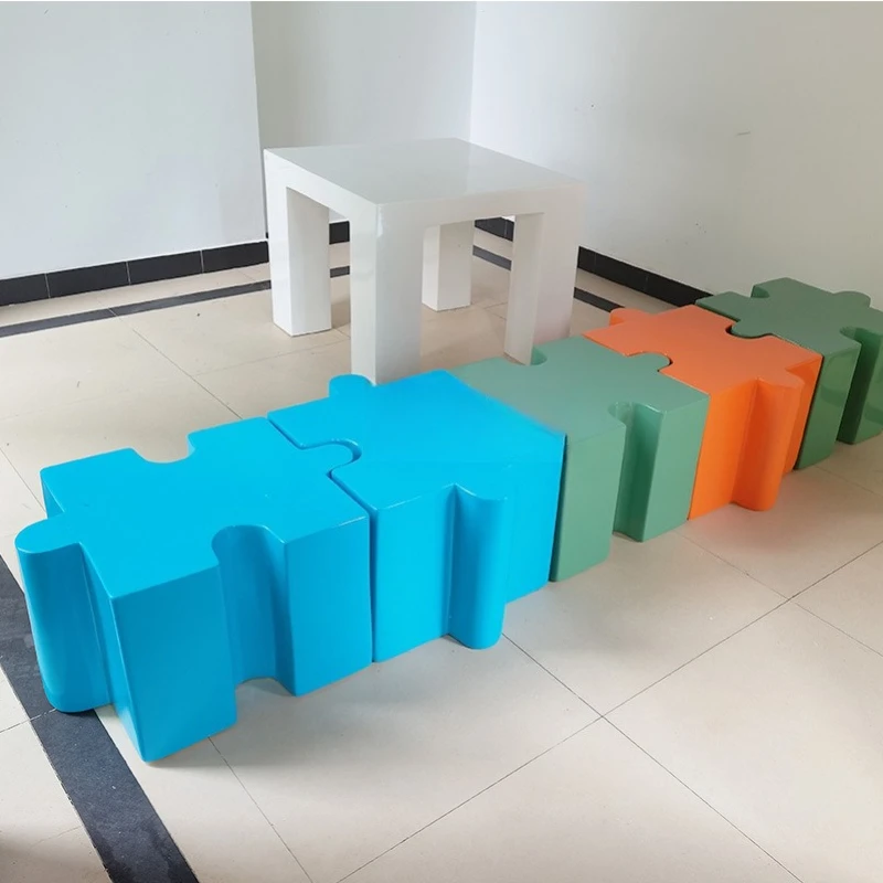 Fiberglass tables, chairs, and stools, creative modular shoe benches, indoor simple furniture