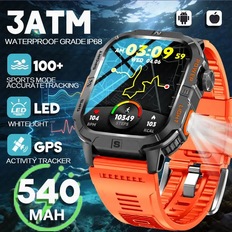 

Новые смарт-часы 2026 года с защитой 3ATM, GPS-трекингом, аккумулятором 540 мАч, 6-часовым режимом работы, закаленным стеклом, AMOLED-дисплеем 2,01 дюйма, компасом, фонариком и функцией беспроводных звонков
