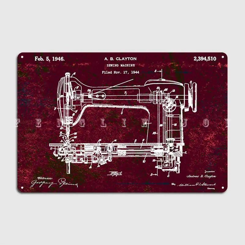 Ab Clayton Sewing Machine Poster Metal Plaque Poster Custom Cinema Wall Pub Tin Sign Posters