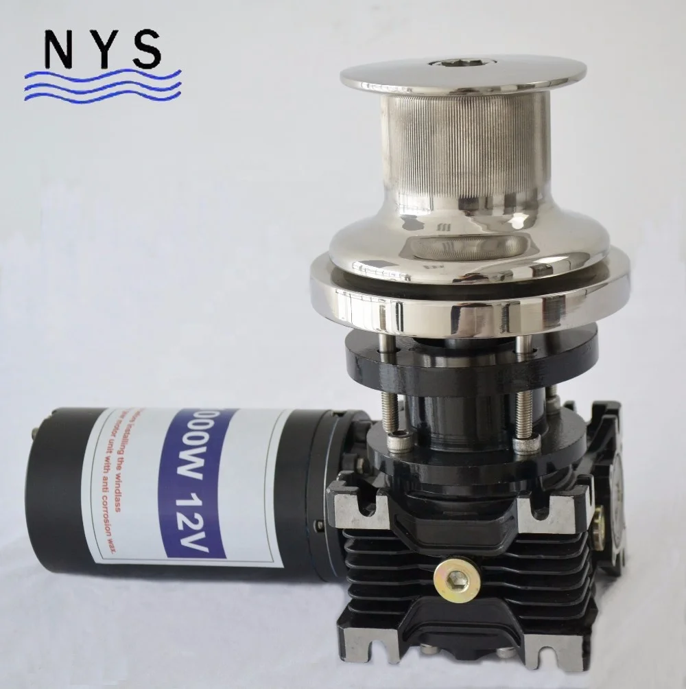 Electric DC Vertical Windlass Boat Anchor Windlass Capstan Winch 12v/24v Motor 1000W Max. Load 350kg Rope Size 14-16mm