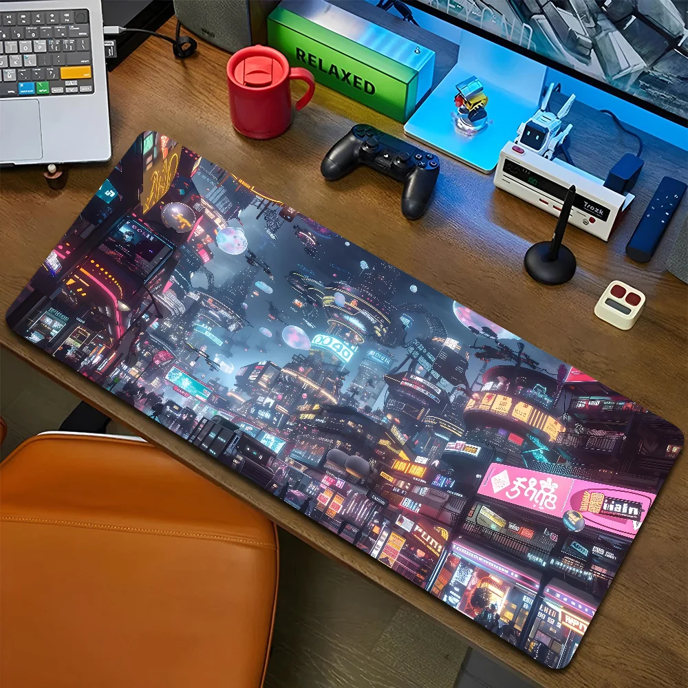 1pc Cyberpunk Non-slip Mouse Pad Suitable For Office Computers Laptops E-sports Game Desk Mats XXL Keyboard