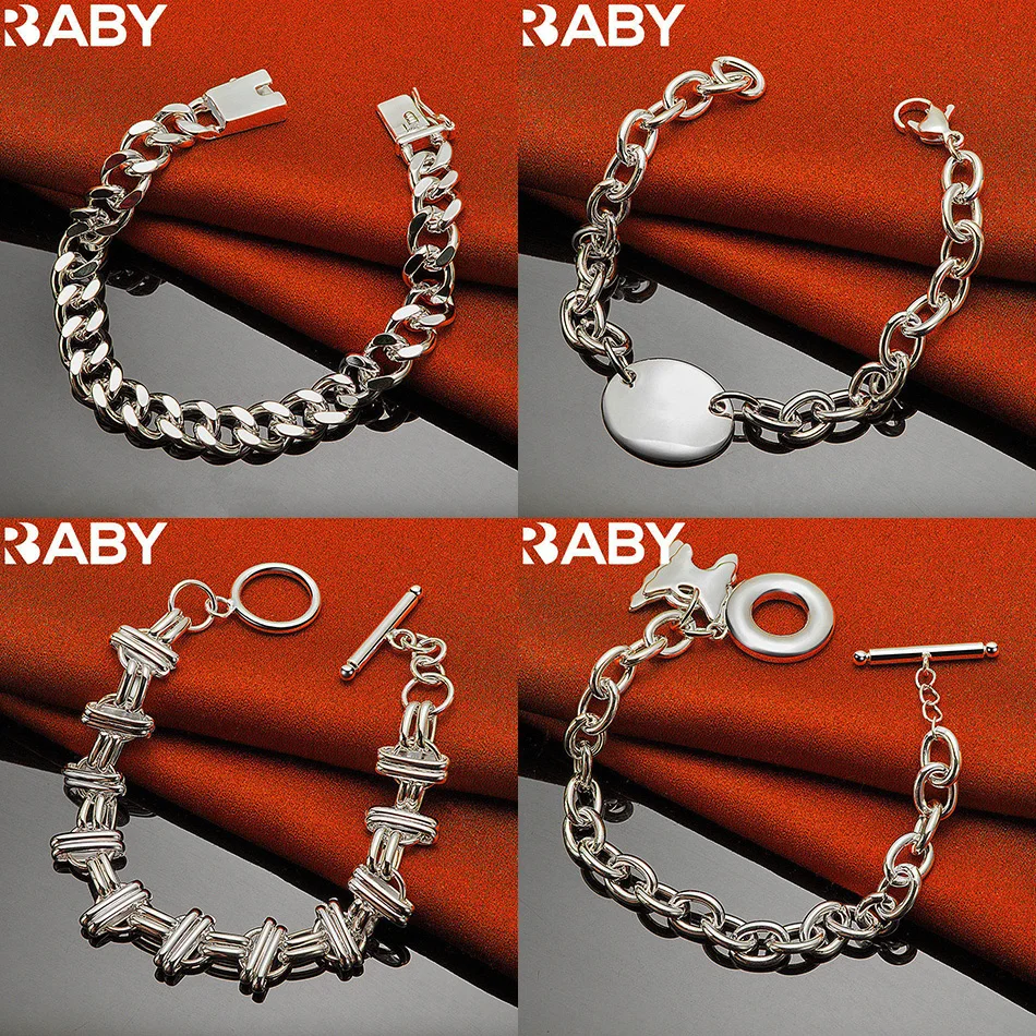 

URBABY 925 Sterling Silver Bracelets For Women Men Anniversary Gift Popular Wild Fashion Romantic Jewelry