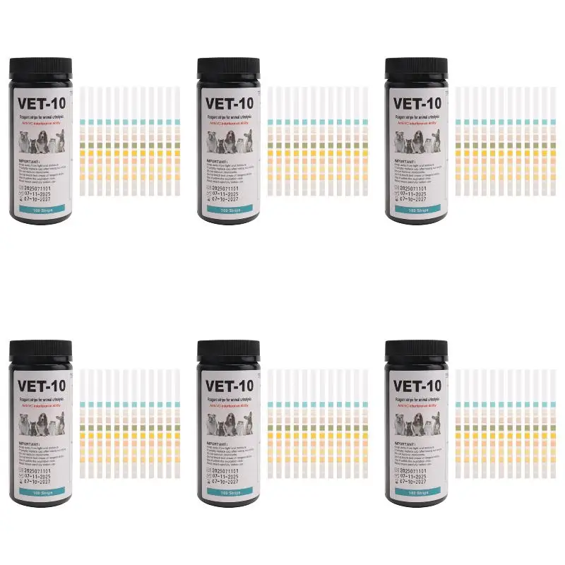 6Pack X(Pet Urine Testing Strips 100 Urinalysis Parameter Tests for Dogs Cats Vets Accurate Testing