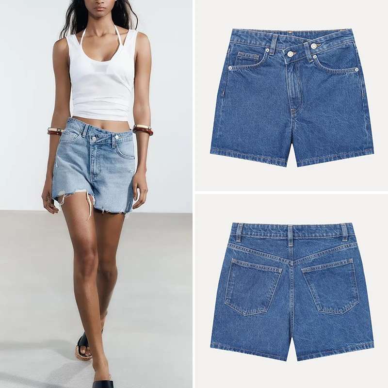 ฤดูร้อน 2025 เอวสูงเอว DENIM orts ผู้หญิง Sle Z ยี่ห้อใหม่มาถึง ort กางเกงสําหรับสุภาพสตรี