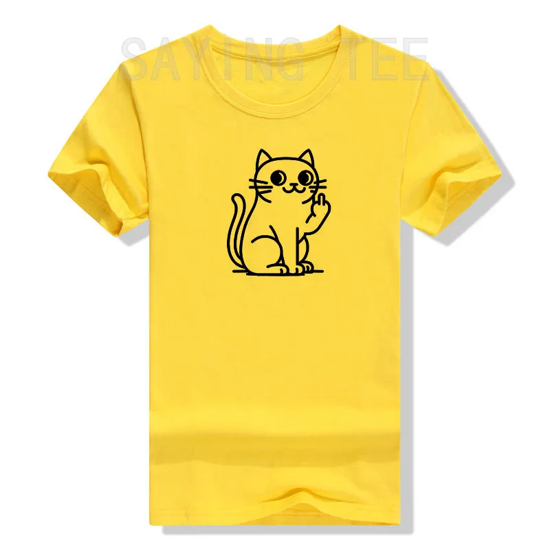 Lustige Katze für Frauen, für Männer: Katzen-T-Shirt mit abgezeigtem Mittelfinger Y2k Gruhige Katze Comic-Grafik Kleidung Weiches Baumwoll-T-Shirt – Detail 12