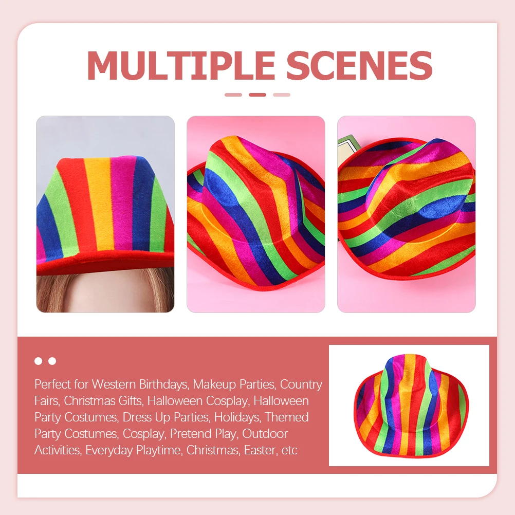 

Has Rainbow Cowboy Hat Bachelor Party Costume Hats Rural Festival Pride Colorful Cownboy Miss