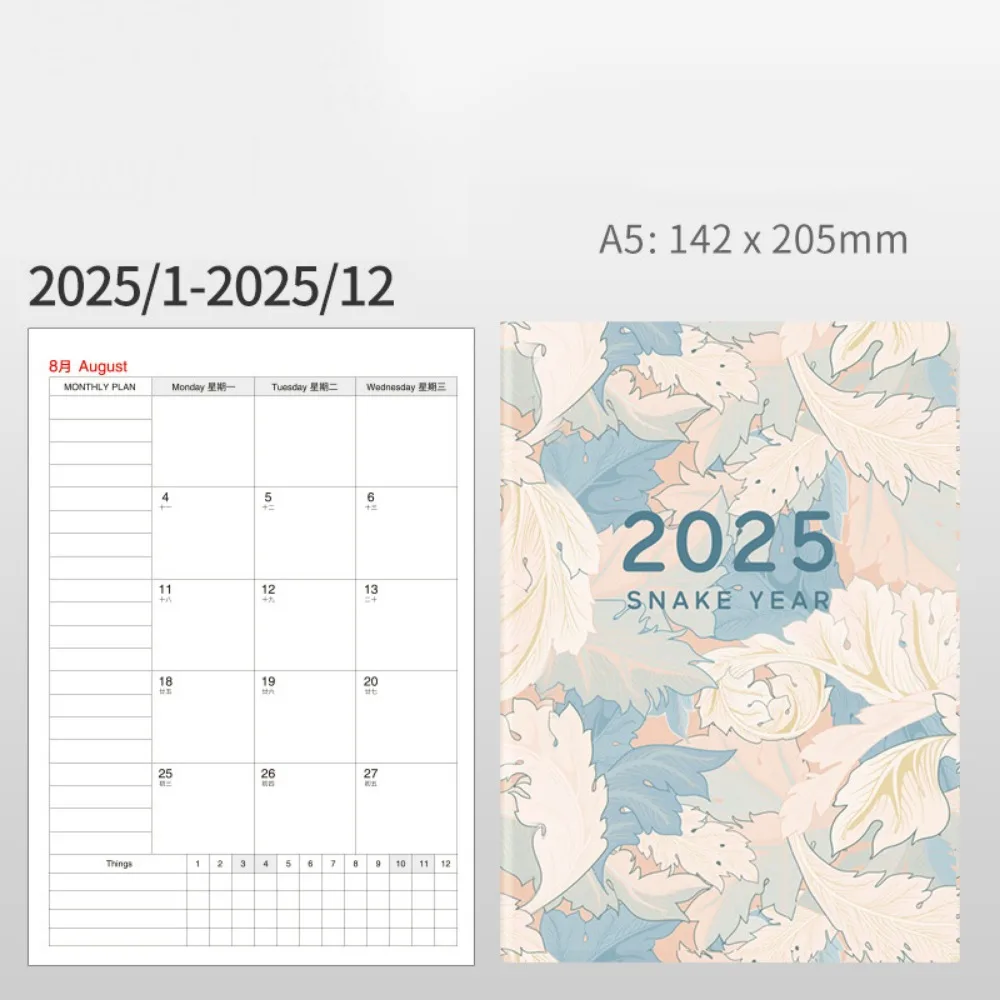 A4/A5 2025 Planner Notebooks 84 Pages Effeciency Day/Week/Year Agenda Planner Notepad Practical Multifunction Datebook