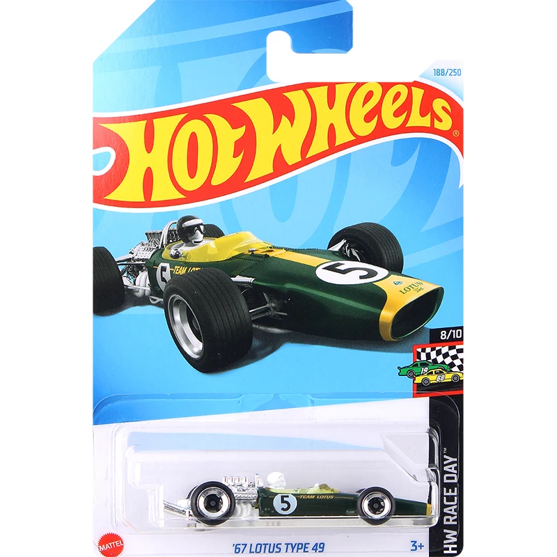 Hot Wheels 2025 HW Race Day 8/10 '67 Lotus Type 49 # 193 # 4 # 5 1/64 دييكاست نموذج سيارة لعبة C4982