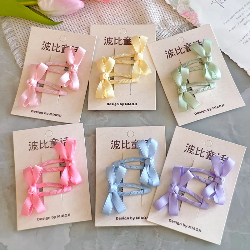 

56 PCS/Lot, Mini Ribbon Bow Hair Clips BB Clip Baby Snap Clip For Sweet Girls Hair Accessories