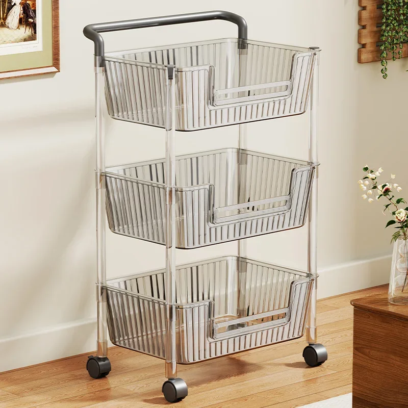 Household Transparent Salon Trolley Storage Rack Living Room Kitchen Salon Trolley Multi-storey Portability Carrito Furniture