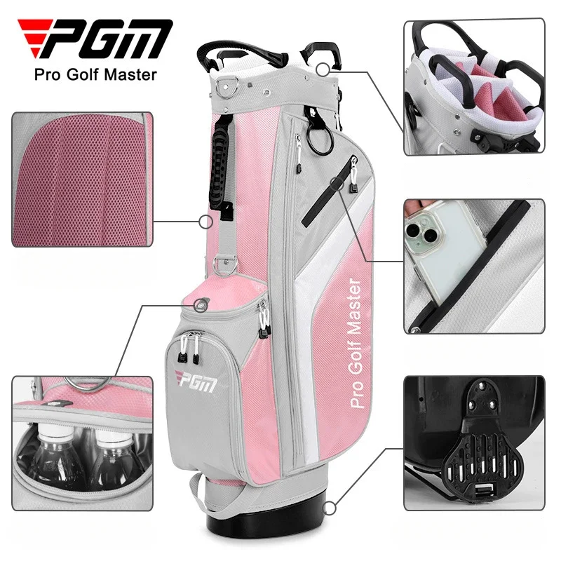 PGM Women's Golf Bag Waterproof Tripod Bracket Package High-capacity Travel Rack Pack 7 Holes Lightweight Stand Bags QB148