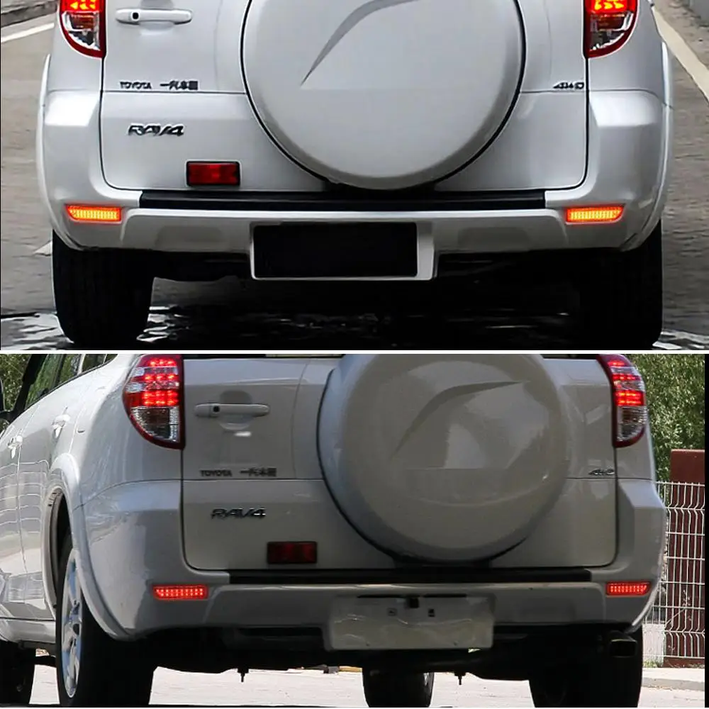 2PCS Red/Smoke Lens LED Tail Light Parking Brake Rear Bumper Fog Light Lamp For Toyota RAV4 2006 2007 2008 09-2012