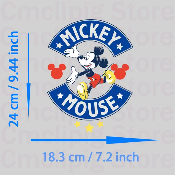 Fashion Mickey Mouse Iron on patches self-adhesive heat transfer stickers stripes for jeans