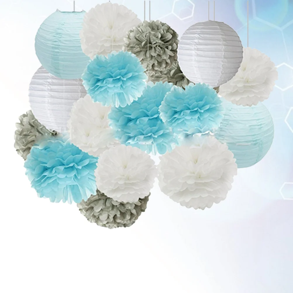 

1Set Paper Flower Ball Paper Lantern Set Includes 4 Lanterns 12 Flowers Premium Material Party Decor for Wedding Birthday Baby