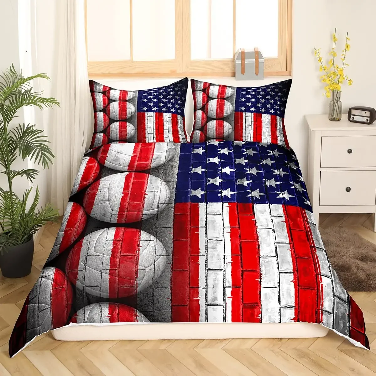 Camouflage Bedding Set for Boys, Football Comforter Cover Full Size, Sports Duvet Cover for Kids Teens Adult Quilt Cover 3 Piece