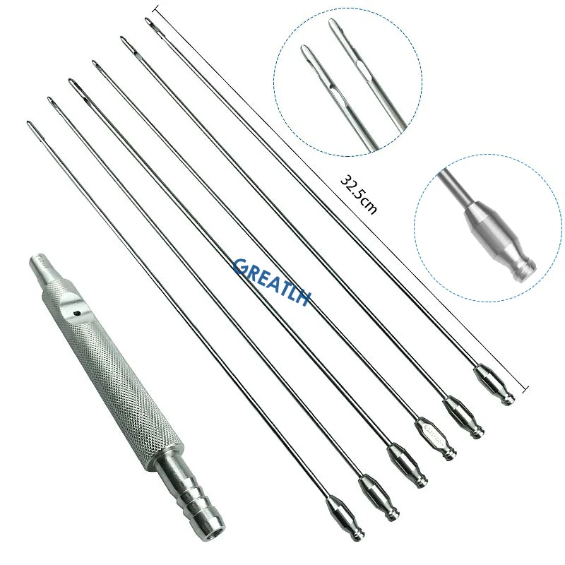 Liposuction Cannula Tri-port Holes Fat Harvesting Cannula Liposuction Tools Fat Transfer Cannula Luer Lock