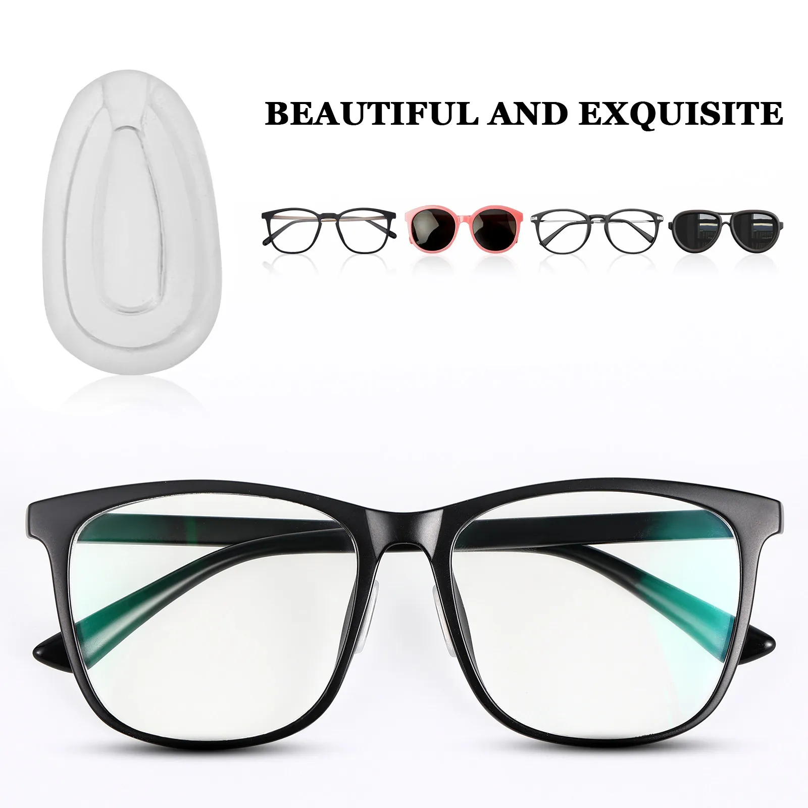 10Pairs Clear Silicone Nose Pads for Eyeglasses Waterdrop Shape Air Chamber Non Slip Push in Comfortable Nose Bridge Support