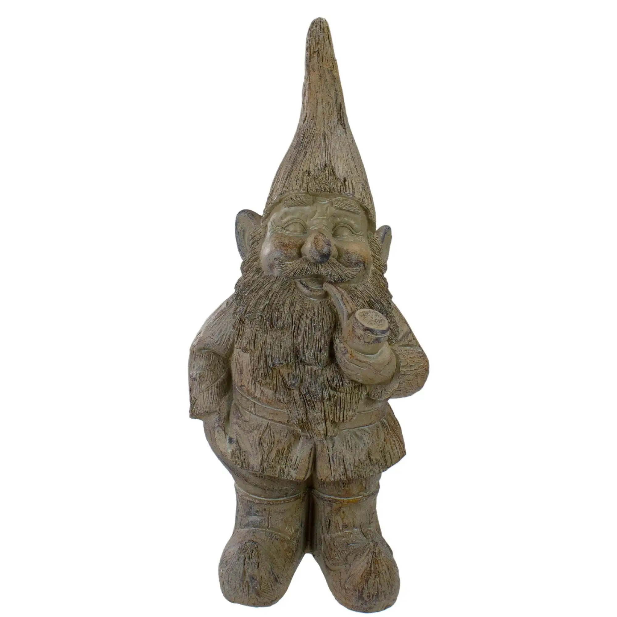 

17.75" Gray Standing Gnome Outdoor Garden Statue Figurine Sculpture for Patio, Balcony, Yard Ornament Housewarming Gift