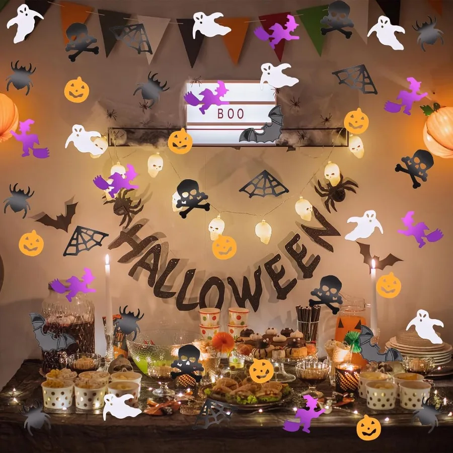 MARFOREVER Хэллоуин Блестящие конфетти Украшения Хэллоуин Вечеринка Конфетти Разброс Черный Оранжевый Фиолетовый Призрачные Летучие Мыши Паук Pumpki