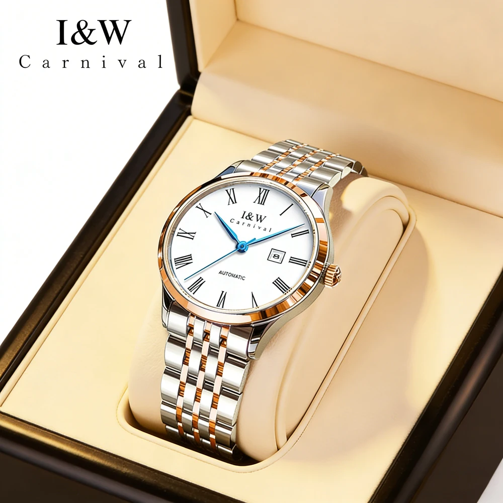 CARNIVAL Brand High-end IW MIYOTA Movement Mechanical Watch for Women Stainless Steel Sapphire Luxury Automatic Watches Womens