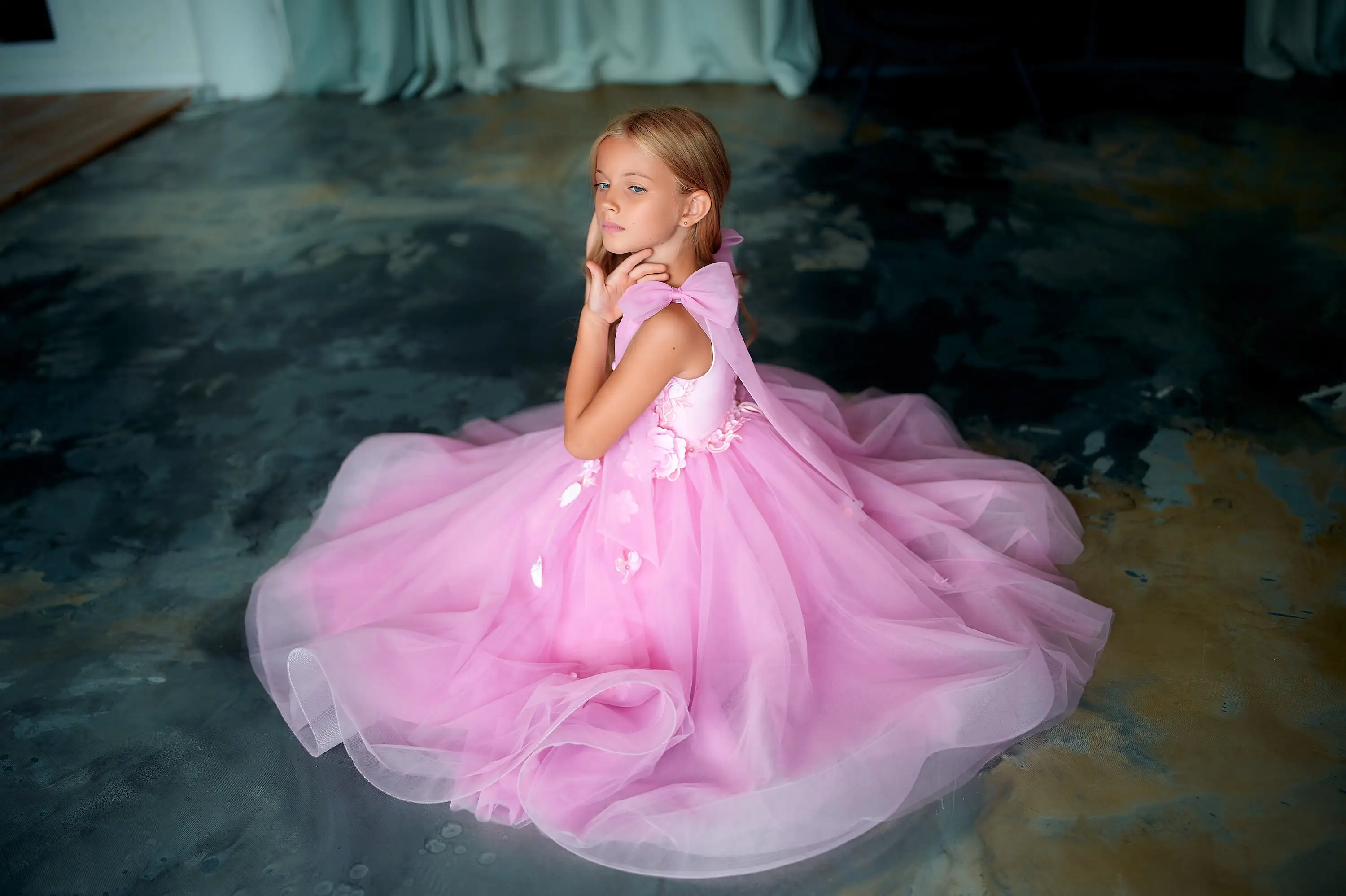 Robes assorties pour mère et fille avec appliques en tulle rose, robe de demoiselle d'honneur pour mariage, fête d'anniversaire pour enfants, première communion, quoi que ce soit