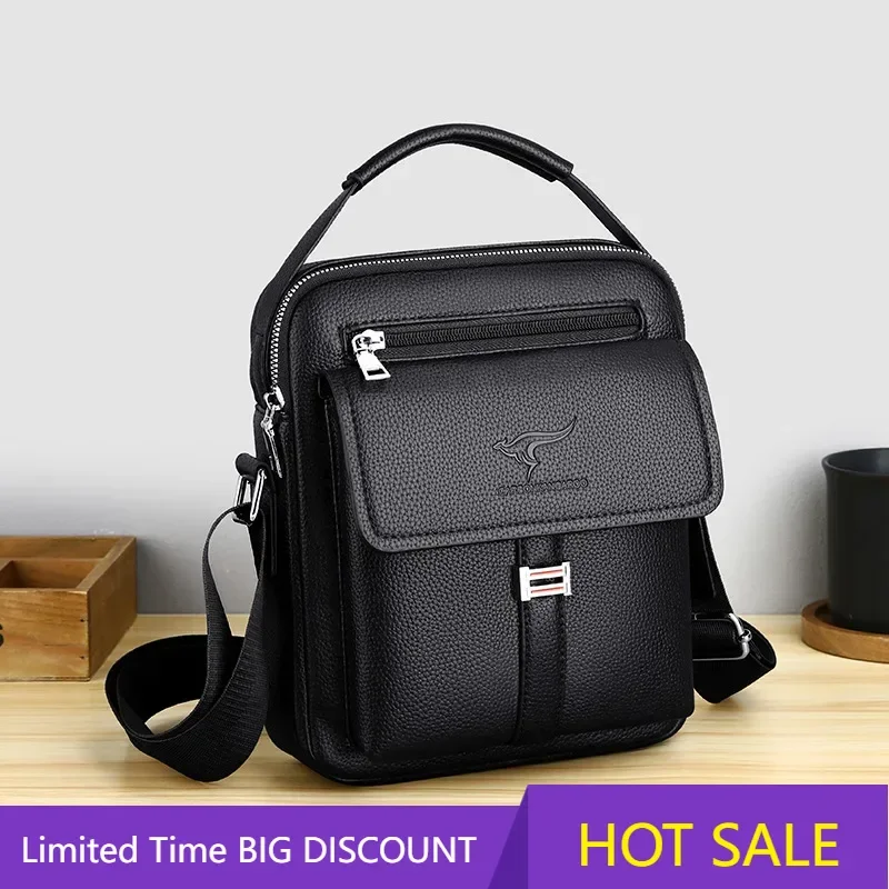 

New Men's Trendy Casual Crossbody Bag Waterproof High-quality Leather Handbag Large Capacity Shoulder Waist Bag