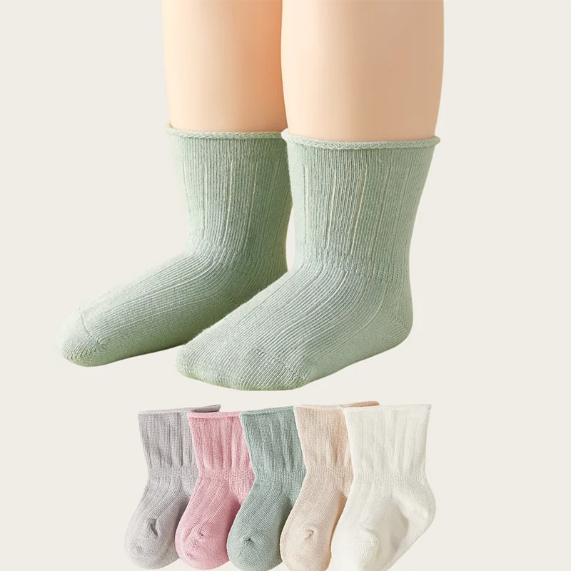 

Носки хлопковые однотонные карамельных цветов для новорожденных девочек, 5 пар