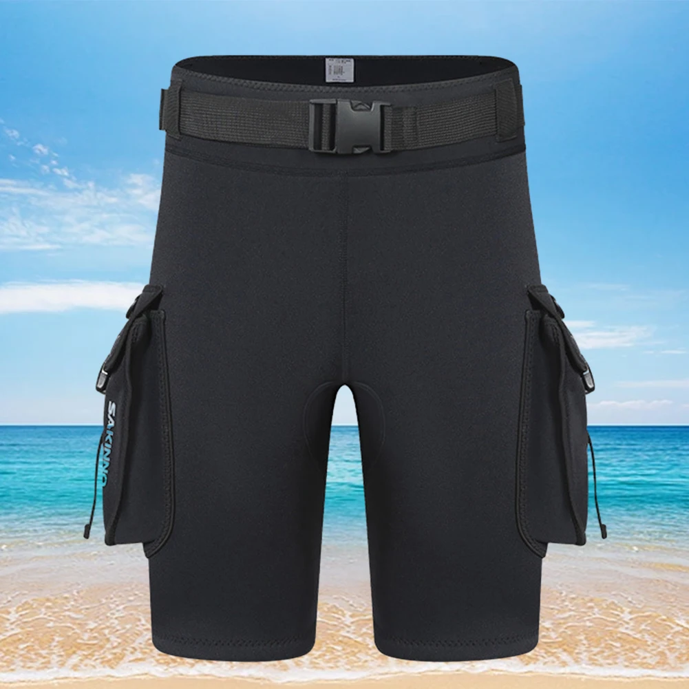 

3mm Surfing Trunks with Pockets Unisex Submersible Pants Keep Warm D-Ring Buckle Leak Hole for Diving Equipment Accessories