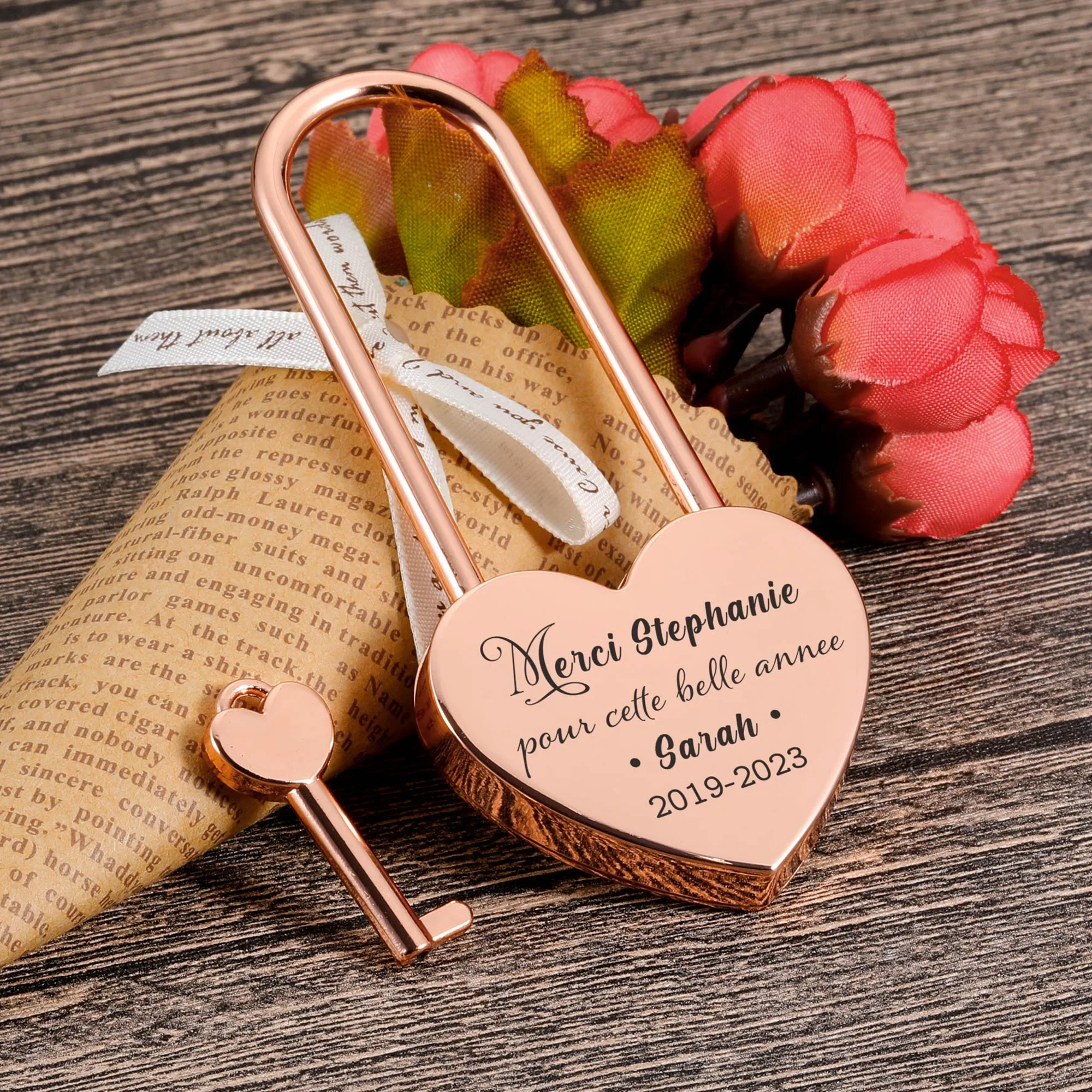 Personalized Large Padlock Engagement Love Lock for Her Him Wedding Anniversary Valentine's Day Gift Engraved Heart Lock Bridge