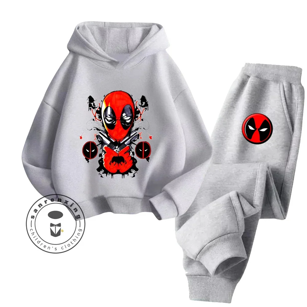 2024 New Cartoon Deadpool Cotton Boys Girls Teen Trendy Hoodie Spring Fall Hooded New Everyday Casual Street Fashion Tracksuit