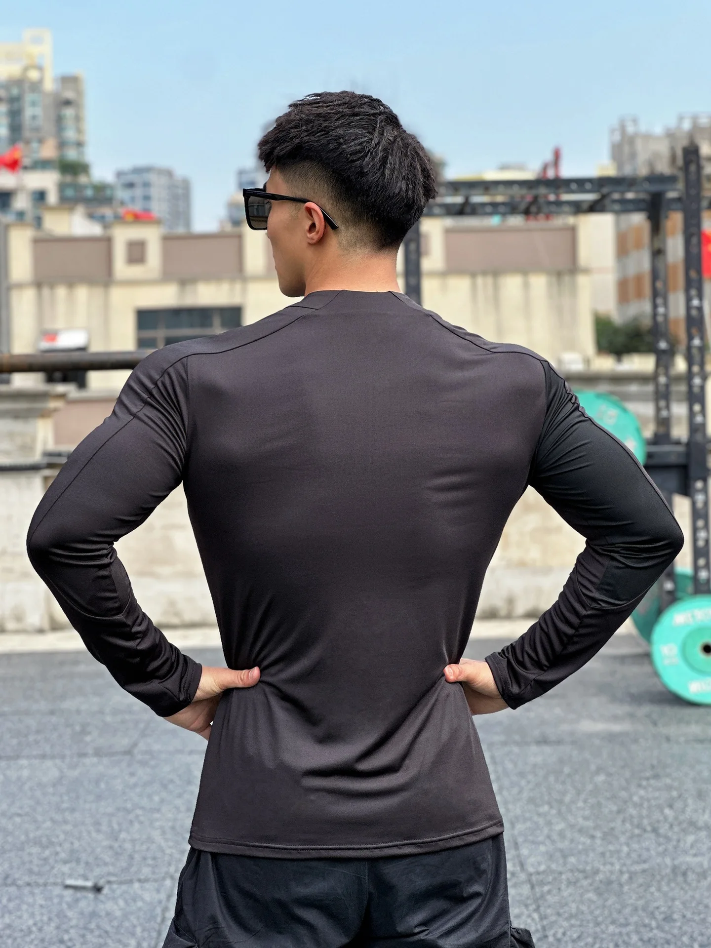 Autumn new men\'s stand collar elastic riding clothes sun protection long sleeve fitness clothes sports running zipper top