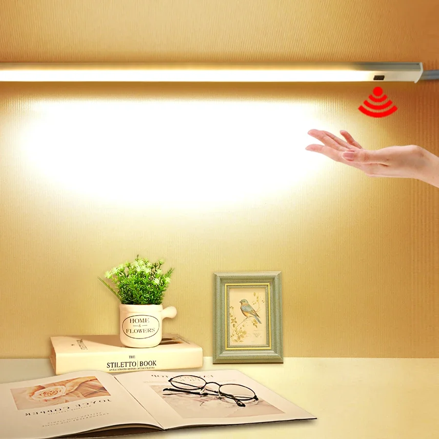 USB Desk Lamp Hand Sweep Switch Reading Light Study Bedside Cabinet
