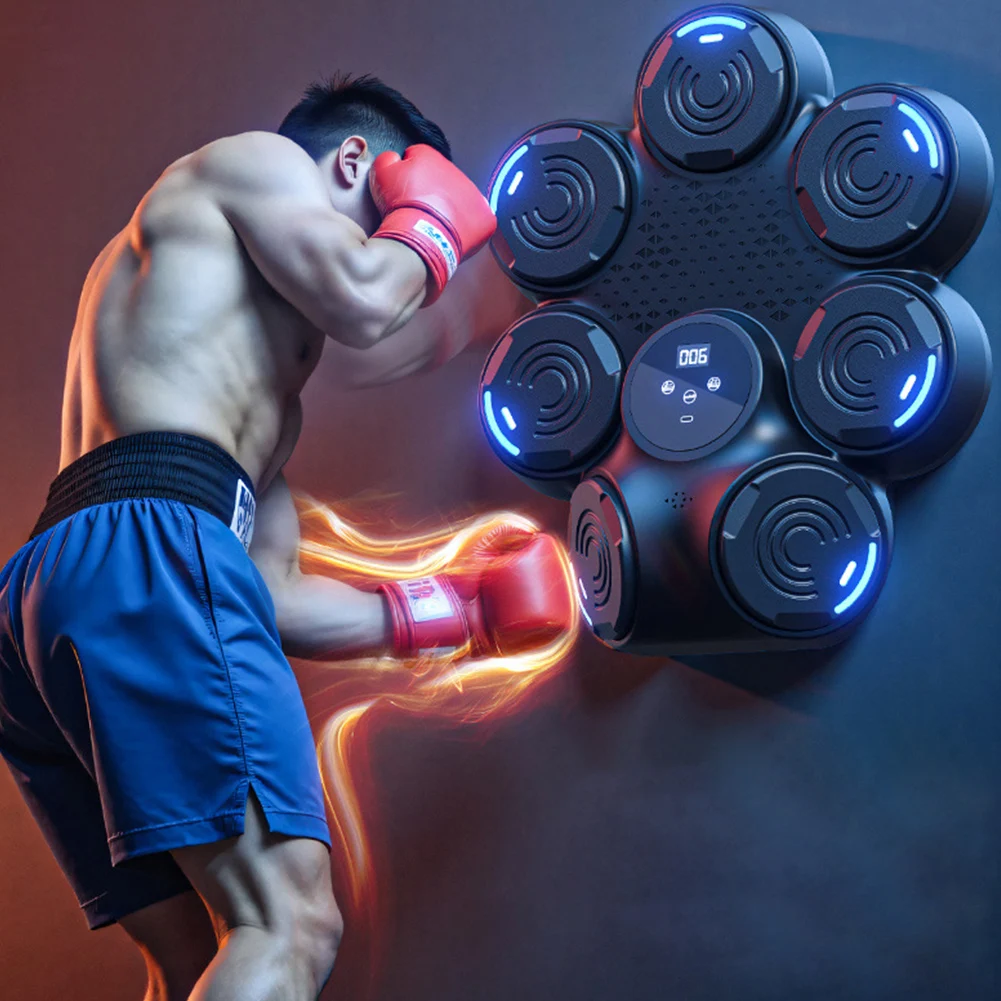 Music Boxing Machine Boxing Workout Machine Bluetooth-Compatible Wall-Mounted Exercise Equipment Adjustable Speed for Home Gym