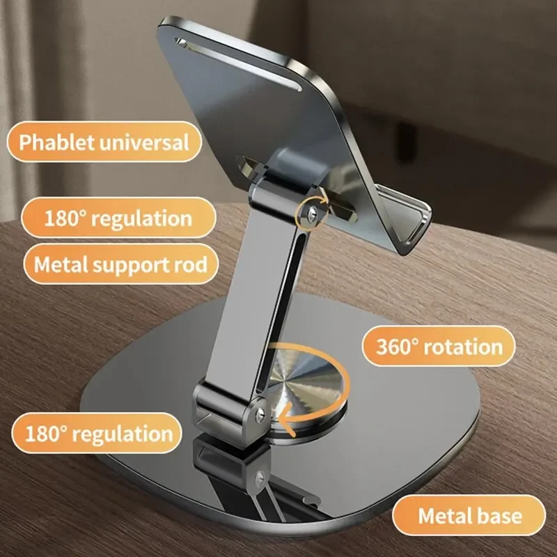 720 Rotate Aluminum Alloy Portable Tablet Holder For iPad Adjustable Flexible Folding Lazy Desktop Live Mobile Phone Mount Stand