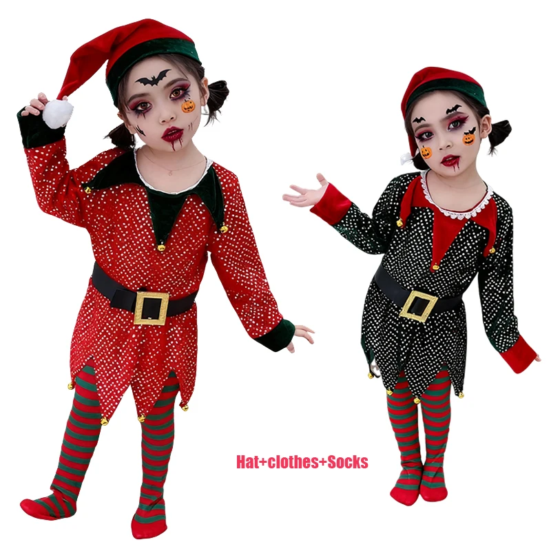 2025 Girls Cosplay Dress Christmas Costume Carnival Party Costume Set Halloween Cosplay Clothes Christmas Gifts for Children