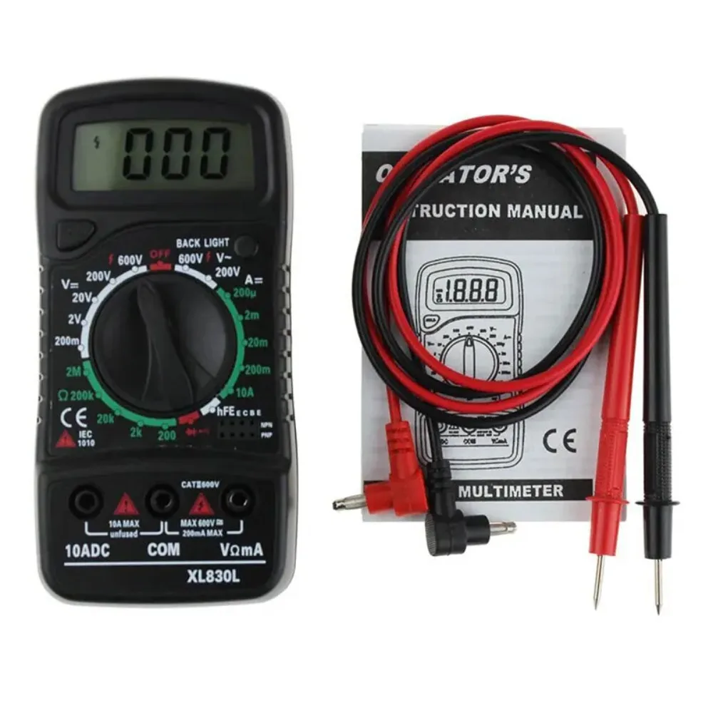 FTBTOC XL830L Digital Multimeter Portable Multi Meter AC/DC Voltage Meter DC Ammeter Resistance Tester Blue Backlight