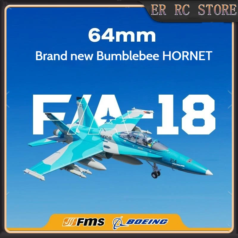 เครื่องบินบังคับวิทยุ FMS Official 64 มม. F/A-18 แบบปีกตรึง รุ่นจำลองเครื่องบินทหาร สำหรับงานอดิเรกและการเล่นจำลอง