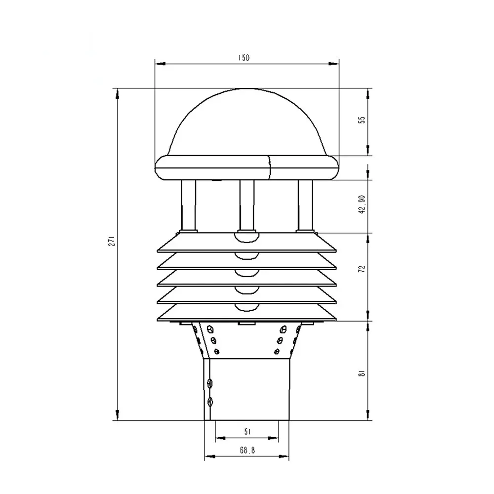 6 في 1 مستشعر محطة الطقس بالموجات فوق الصوتية التلقائي لدرجة حرارة الرياح والرطوبة وكاشف مراقبة الأمطار #4