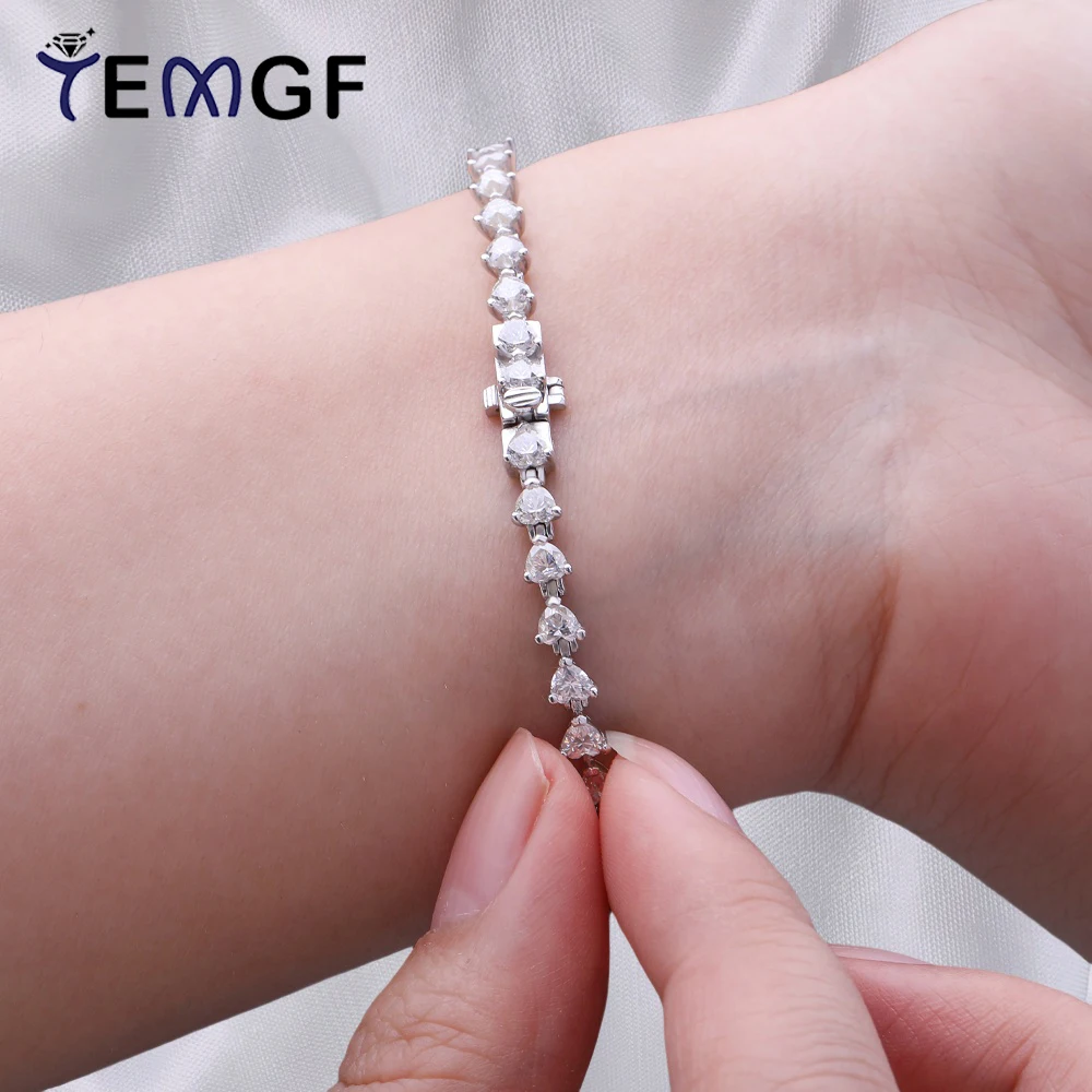 

Браслет TEMGF с муассанитом в форме сердца, 3 мм, серебро 925 пробы, 14-20 см, цепочка для женщин, элегантные модные ювелирные изделия, подарки для любви, сертифицированные GRA