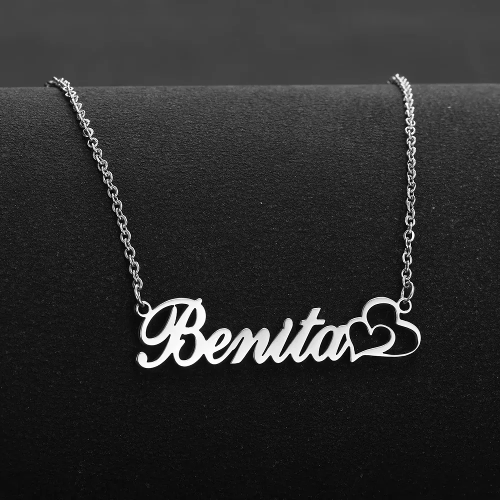 Personalized Double Heart Custom Name Necklace Stainless Steel Customized Jewelry Wedding Romance Gift For Women Free Shipping