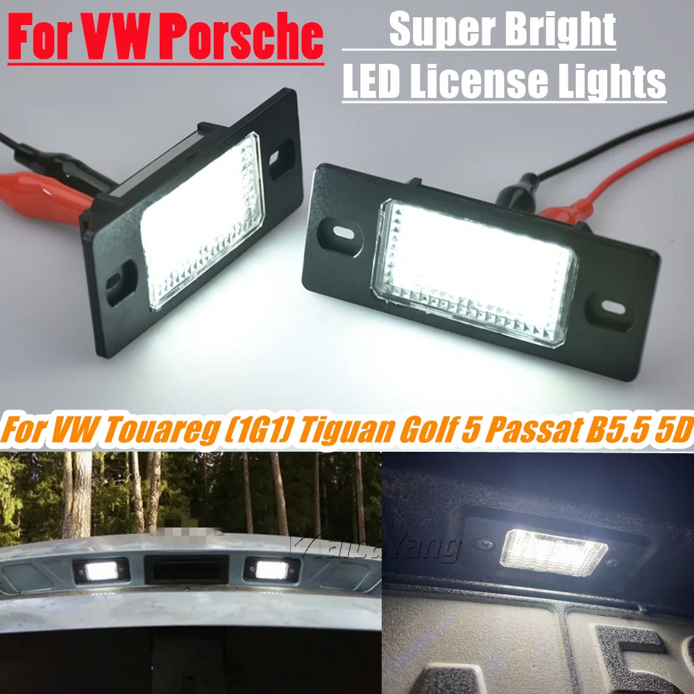 2Pcs Canbus LED Car License Number Plate Light White Lamp For VW Tiguan 2009-2012 Touareg 1G1 2002-2009 Golf 5 Passat B5.5