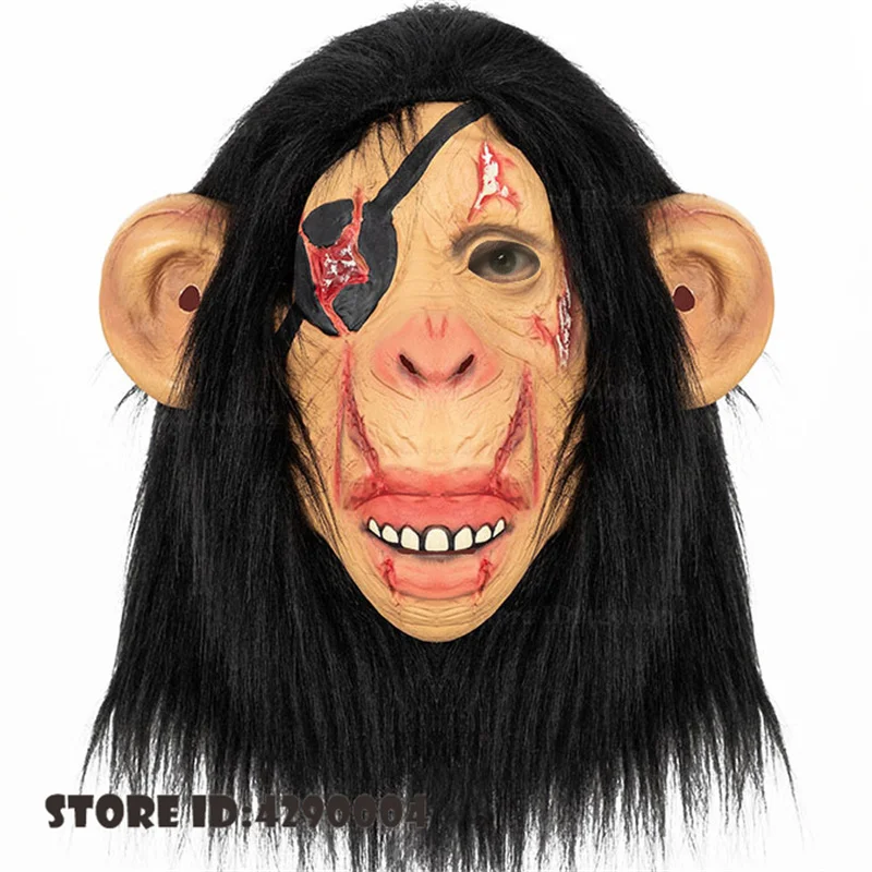 Halloween Realistic Chimpanzee Costume Mask Rise of The Planet of The Apes Costume Prop Full Face Funny Fluffy Latex Mask - view 4