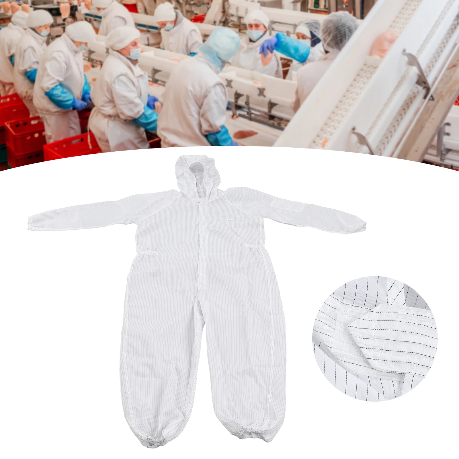 

ZK30 Protective Coverall Polyester Static Resistant Dustproof Particles Proof Workwear for SMT Workshop S