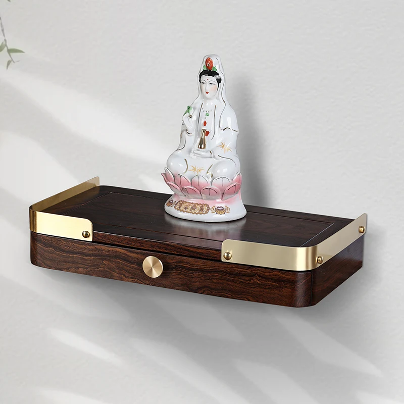 Solid Wood Wall-Mounted Shrine Cabinet Premium Buddhist Altar Multi-Use Compact Shrine for Home Temple & Meditation Space